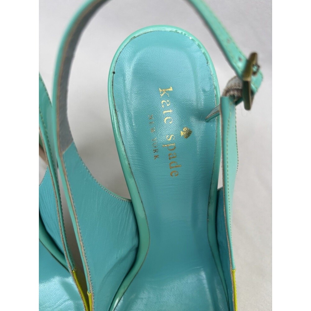 Kate Spade New York Colorblock Patent Leather Slingback Pointed Toe Heels 8B - Picture 5 of 12